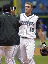 i couldn't find a picture of the injury, so i figured him in a devil rays uniform is just as upsetting